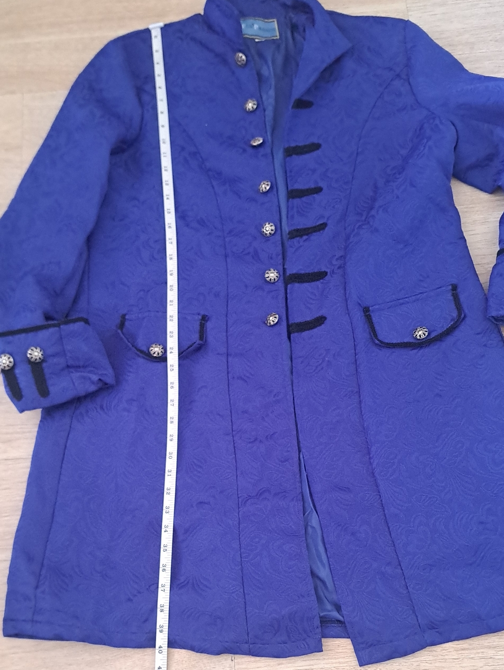 Parrot Blue Costume Men's Court Prince Satin-Look Lined Jacket - Picture 5 of 8